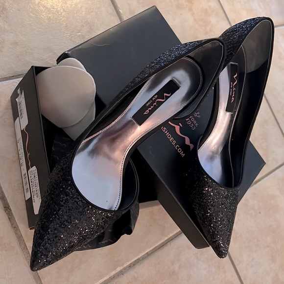 Nina New York Black Glitter Blanca NG D’Orsay Heels size 9.5 - Picture 9 of 10